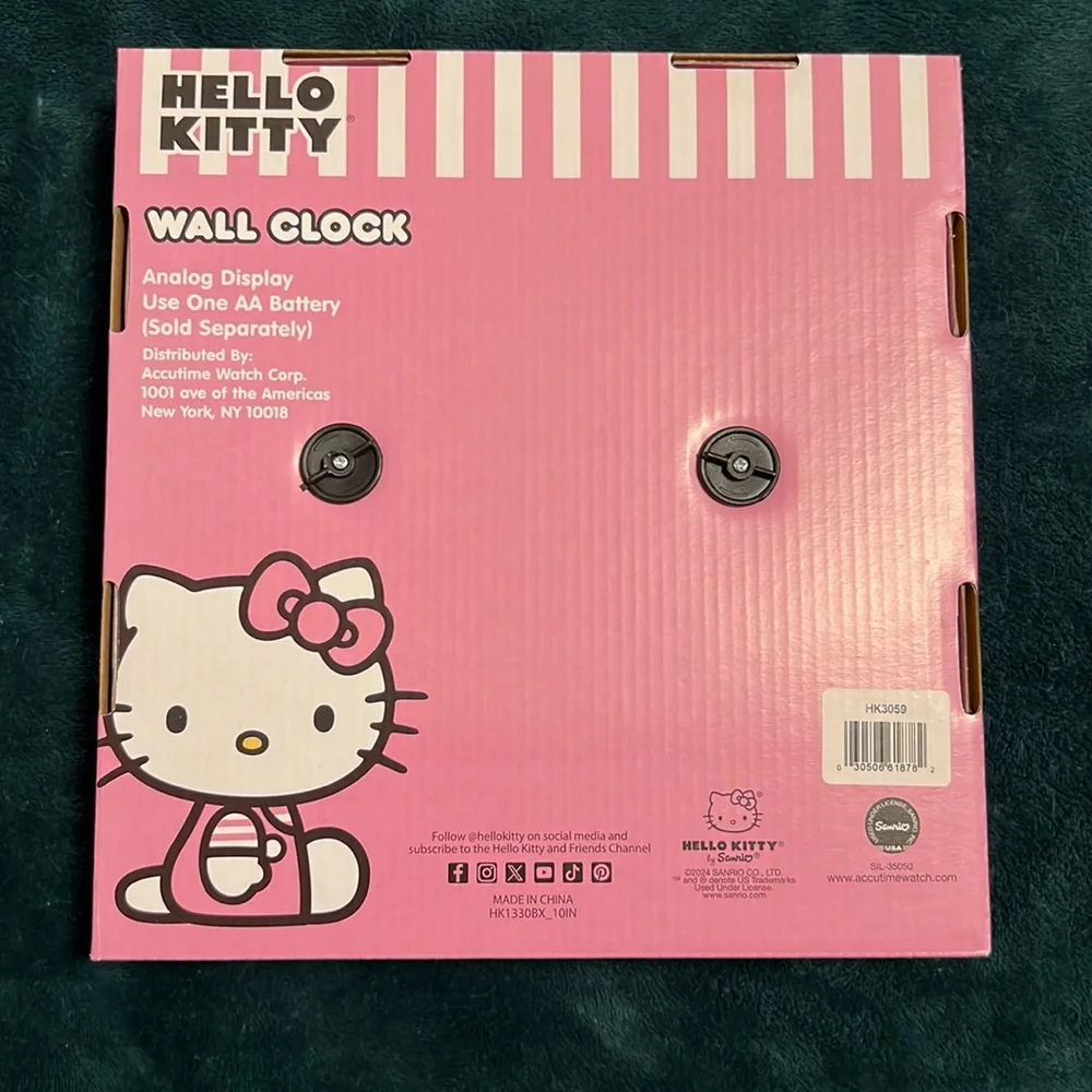 Hello Kitty 10” wall clock, New in original packaging